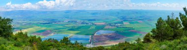 Panoramic view of the Hula Valley landscape clipart