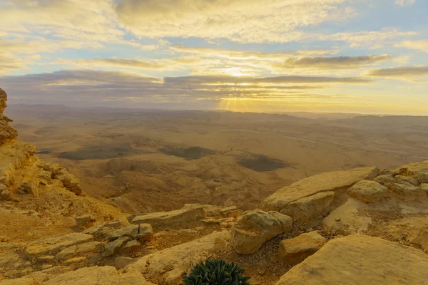 Vista do nascer do sol de Makhtesh (cratera) Ramon — Fotografia de Stock
