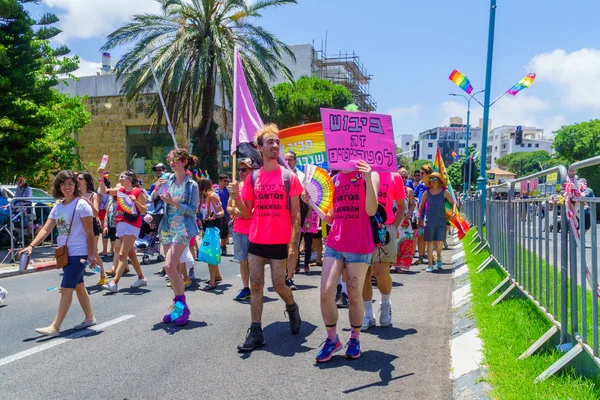 Haifa 2019 Pride Parade - protest signs — Stock Photo, Image