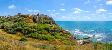 View of the crusader fortress, in Apollonia National Park (Tel Arsuf), Herzliya, Israel clipart