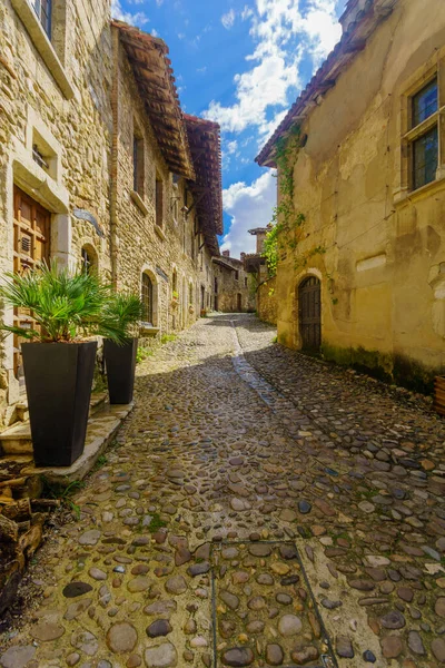 Vue Une Ruelle Dans Village Médiéval Perouges Département Ain France — Photo