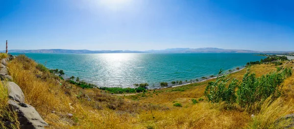 Вид Востока Моря Галилее Высоким Уровнем Воды Северный Израиль — стоковое фото