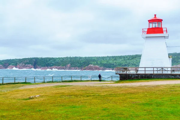 Neils Harbour Lighthouse Cape Breton Island Nova Scotia Canada — Stock Photo, Image
