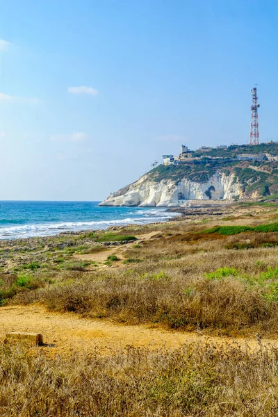 Utsikt Över Kusten Och Rosh Hanikra Klippor Norra Israel — Stockfoto