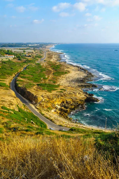 Widok Wybrzeże Rosz Hanikra Północny Izrael — Zdjęcie stockowe