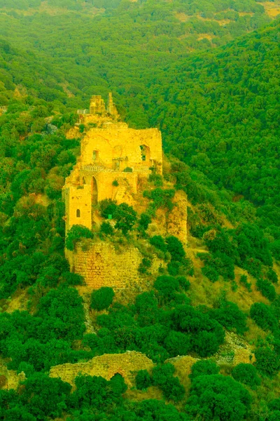 Coucher Soleil Sur Forteresse Montfort Château Des Croisés Dans Nord — Photo