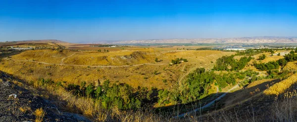 Panoramiczny Widok Dolinę Rzeki Jordan Dolinę Źródeł Emek Hamaayanot Północny — Zdjęcie stockowe