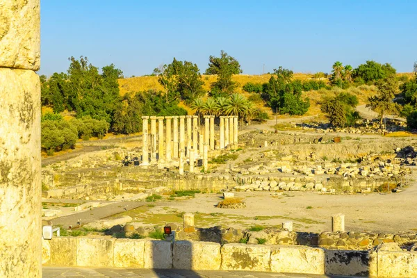 Vista Restos Antiga Cidade Romano Bizantina Bet Shean Nysa Citópolis — Fotografia de Stock