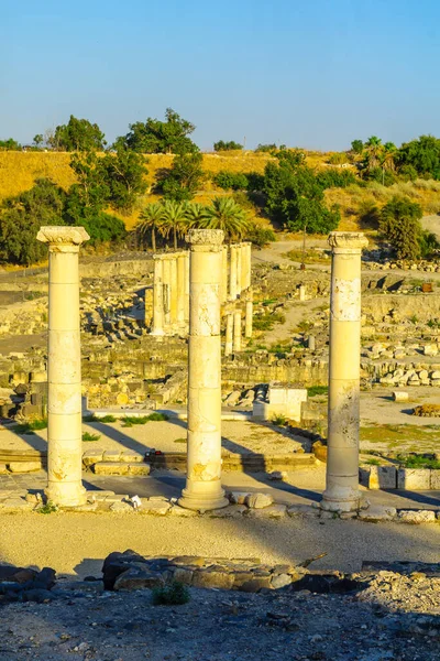 Vista Restos Antiga Cidade Romano Bizantina Bet Shean Nysa Citópolis — Fotografia de Stock