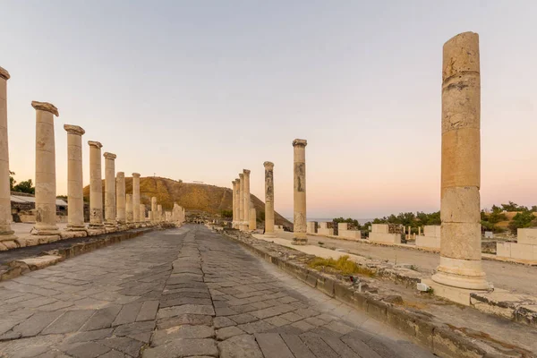 Coucher Soleil Sur Cardo Reconstruit Rue Palladius Dans Ancienne Ville — Photo