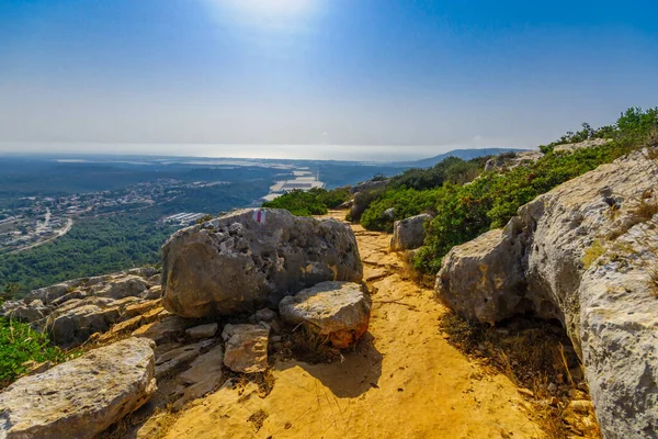 Vista Del Paisaje Galilea Occidental Con Sendero Mar Mediterráneo Adamit — Foto de Stock