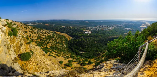 Vue Panoramique Paysage Galilée Occidentale Avec Mer Méditerranée Dans Parc — Photo