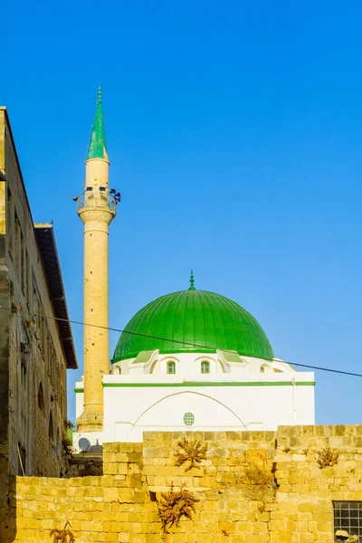 Uitzicht Jazzar Moskee Oude Stad Van Acre Akko Israël — Stockfoto