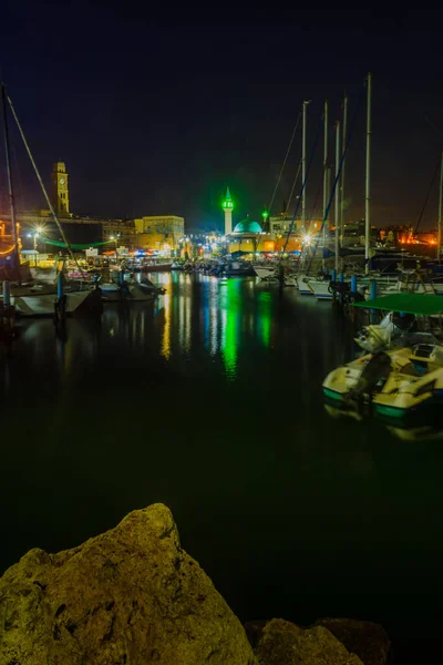 Kvällsutsikt Över Fiskehamnen Och Andra Monument Den Gamla Staden Acre — Stockfoto