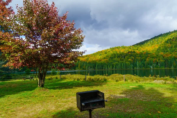 Vue Lac Lauzon Des Couleurs Feuillage Automnal Dans Parc National — Photo