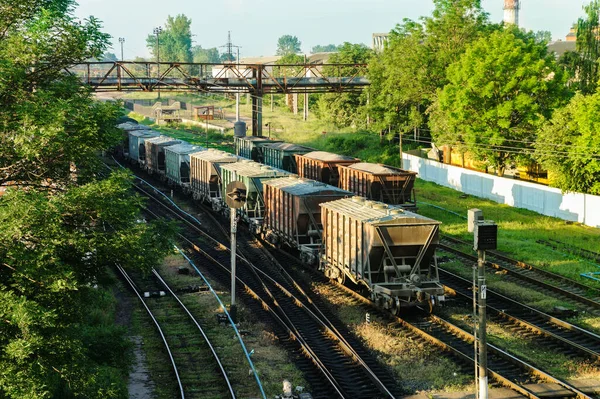 Vagonları Farklı Olan Yük Trenleri — Stok fotoğraf