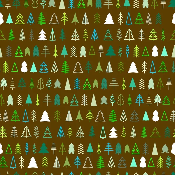 Modèle sans couture. Les arbres de Noël sont divers dans le style scandinave minimaliste. Emballage de Noël. — Image vectorielle