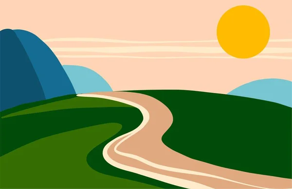 Paisaje en un estilo plano con colores brillantes. — Vector de stock