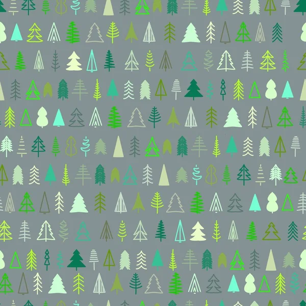 Modèle sans couture. Les arbres de Noël sont divers dans le style scandinave minimaliste. Emballage de Noël. — Image vectorielle