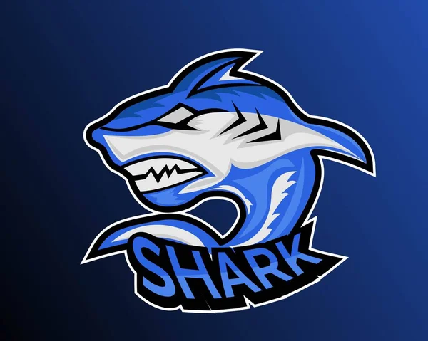 Illustrazione Disegno Vettoriale Del Modello Logo Shark Esport — Vettoriale Stock