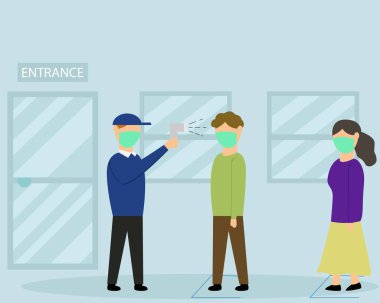 Vücut sıcaklığını ölçmenin illüstrasyon vektör tasarımı