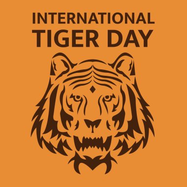 Uluslararası Kaplan Günü 'nün illüstrasyon vektör tasarımı. Sadece kaplan kafası.