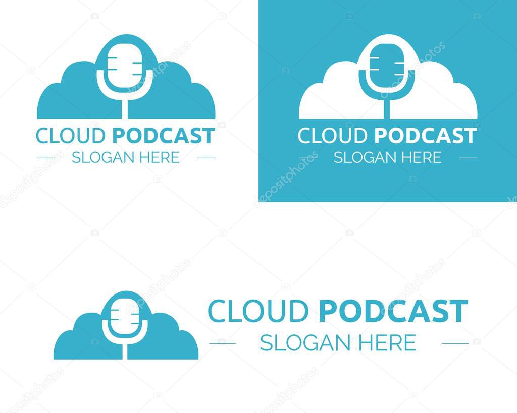 Illustration vector design of cloud podcast logo template for business