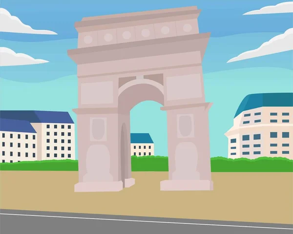 Illustratie Vector Ontwerp Van Het Stadsgezicht Van Arc Triomphe — Stockvector
