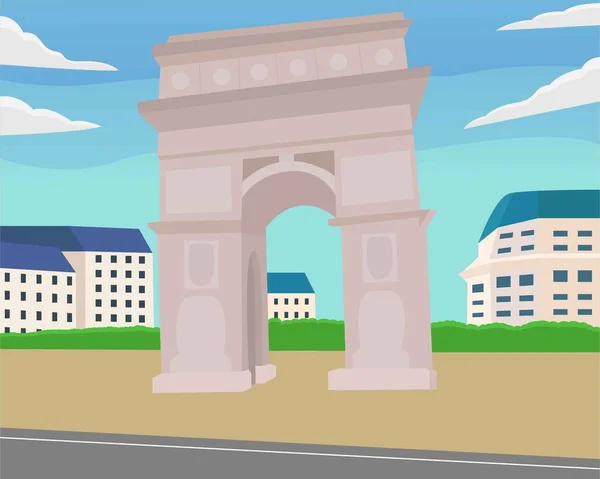 Ilustración Vector Diseño Paisaje Urbano Arco Triomphe — Vector de stock