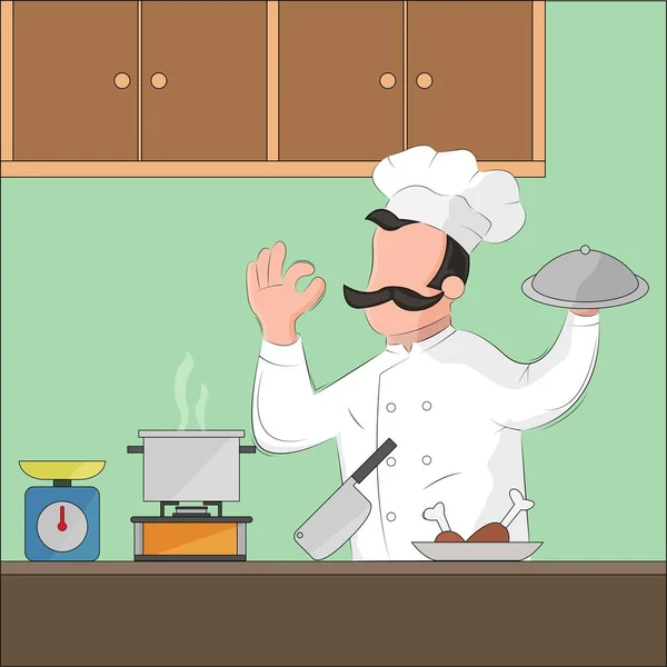 Illustratie Vector Ontwerp Van Achtergrond Van Chef Koken — Stockvector