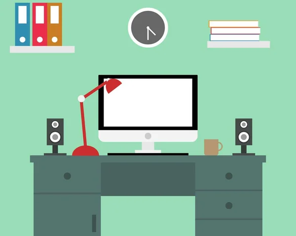 Illustratie Vector Ontwerp Van Flat Office Room — Stockvector