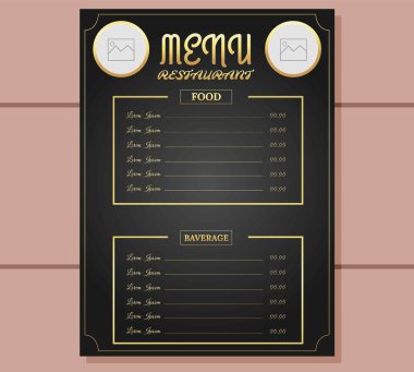 Yemek menüsü şablonunun illüstrasyon vektör tasarımı