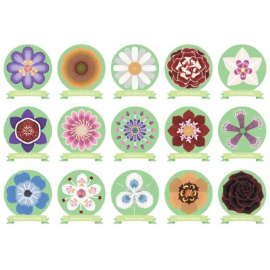 Set of flower icons clipart