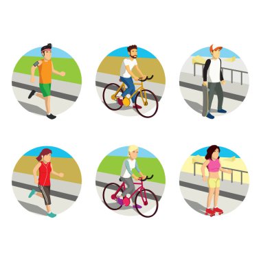 Farklı eylemleri olan kadın ve erkek koleksiyonu