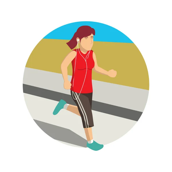 Femme Jogging Écouter Musique — Image vectorielle