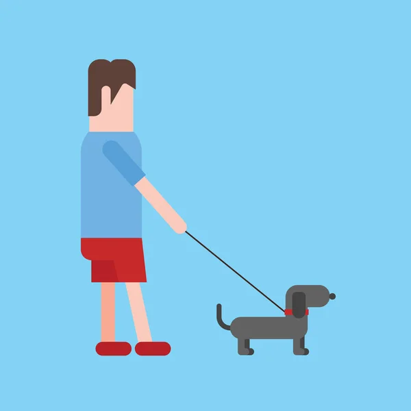Homem Levando Cão Para Andar — Vetor de Stock