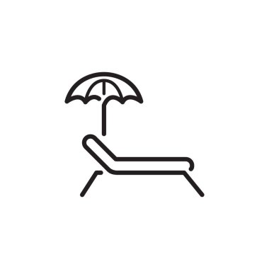 Plaj şemsiyesi ve şezlong.