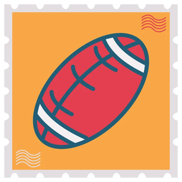Timbre Avec Ballon Rugby — Image vectorielle