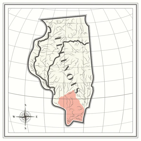 Carte État Illinois — Image vectorielle