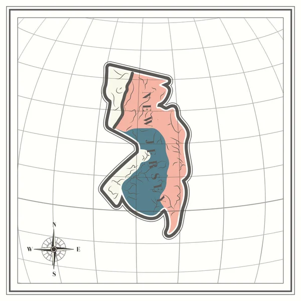 Carte État New Jersey — Image vectorielle