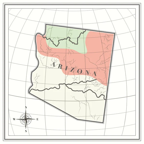 Mapa Stanu Arizona — Wektor stockowy