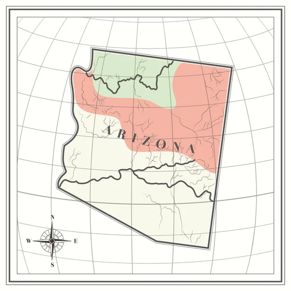 Mapa Arizona — Vector de stock