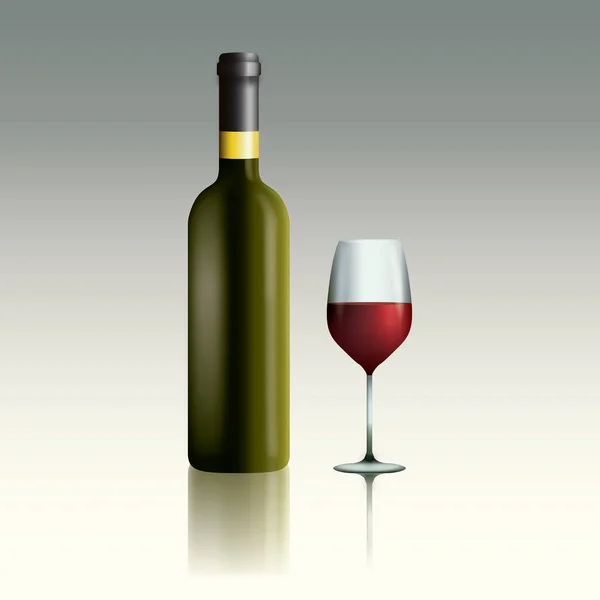 Bouteille Vin Verre — Image vectorielle