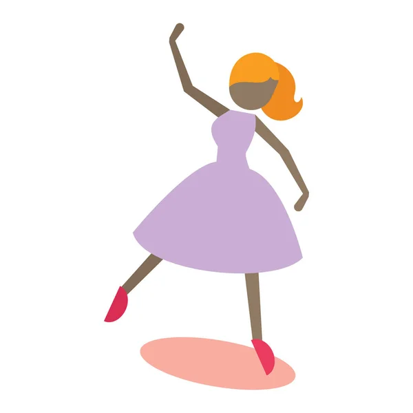 Chica Golpeando Pose Baile — Vector de stock