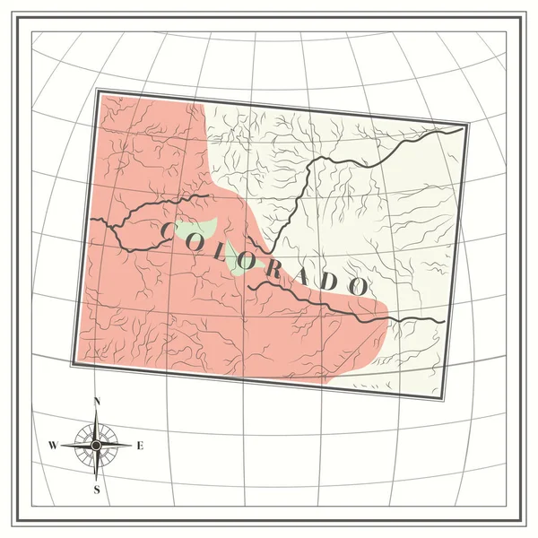 Mappa Dello Stato Colorado — Vettoriale Stock