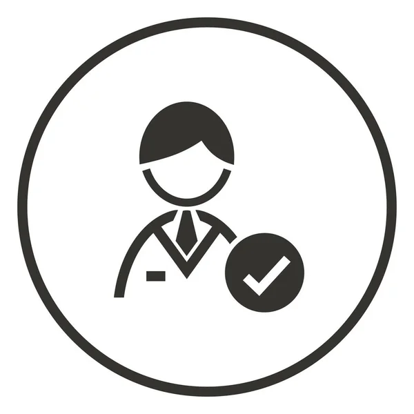 Empresario Con Icono Marca Verificación — Vector de stock