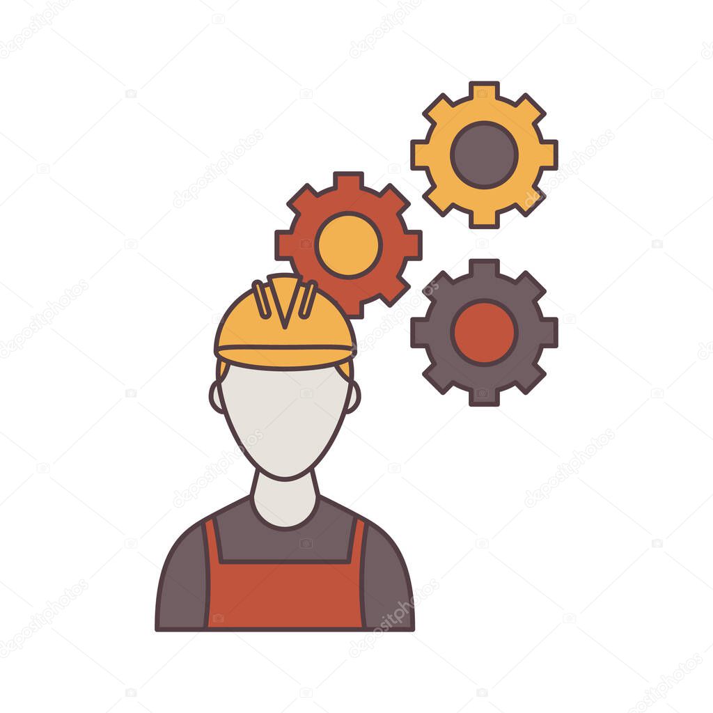 Construction worker and gears
