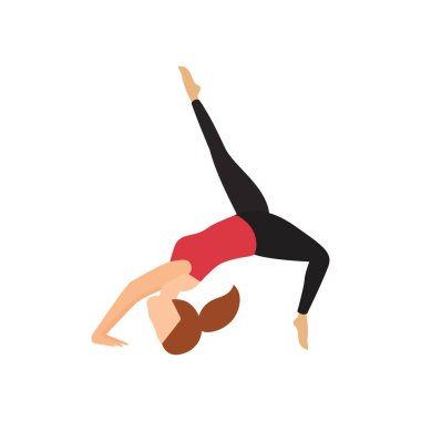 Kadın tek bacaklı duruşta yoga yapıyor.