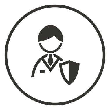 Kalkan simgesine sahip iş adamı