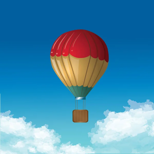 Αερόστατο Θερμού Αέρα Στον Ουρανό — Διανυσματικό Αρχείο